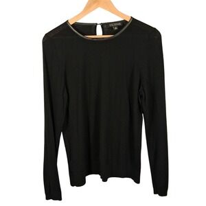 Ann‎ Taylor Black 100% Italian Merino Wool Long Sleeve Sweater Top Sz XL Career